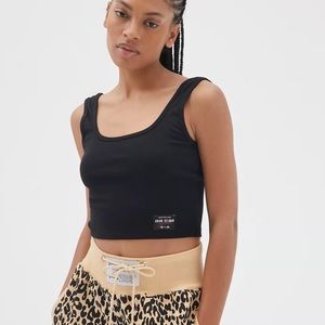 ADAM SELMAN Cropped Black Scoop Neck Tank Top